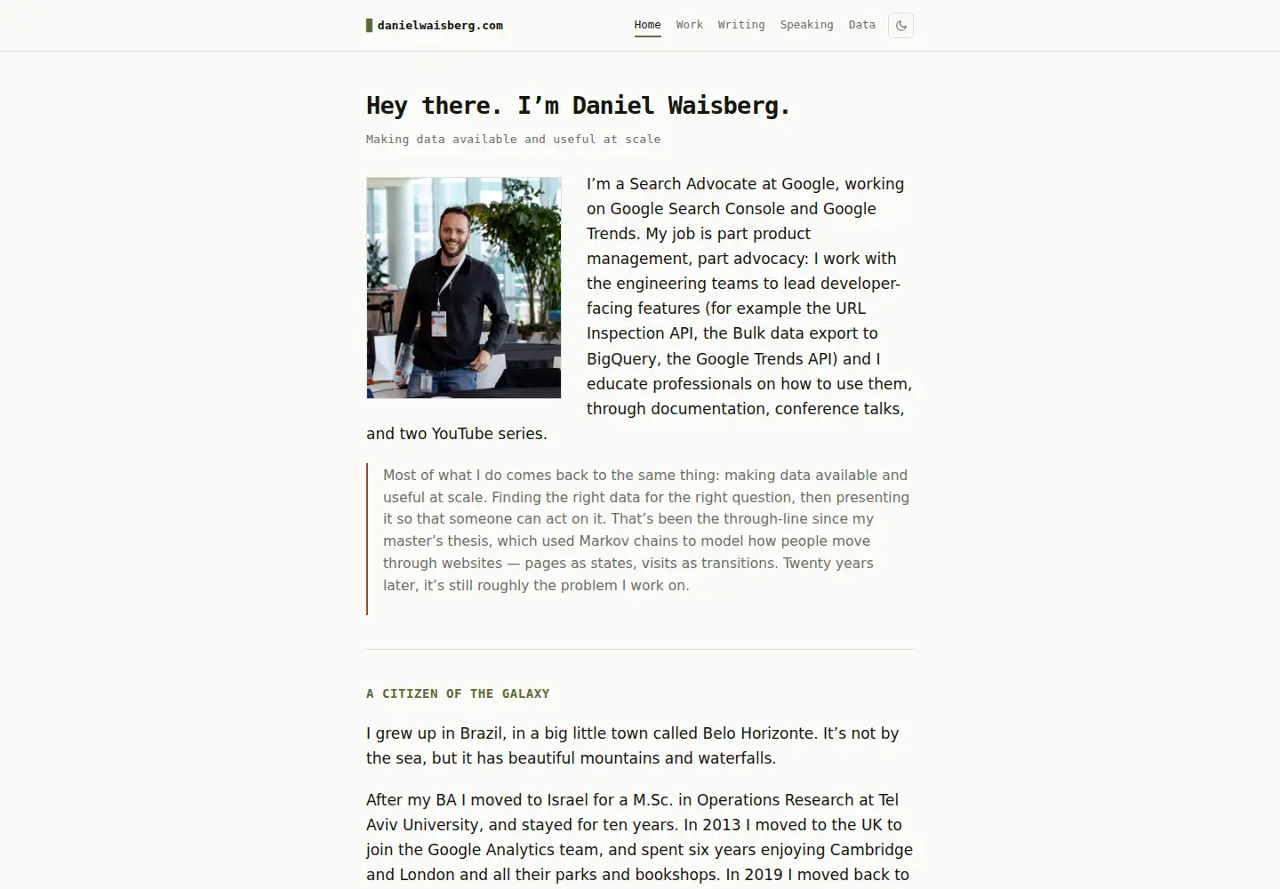 Captured homepage of danielwaisberg.com in the current scan