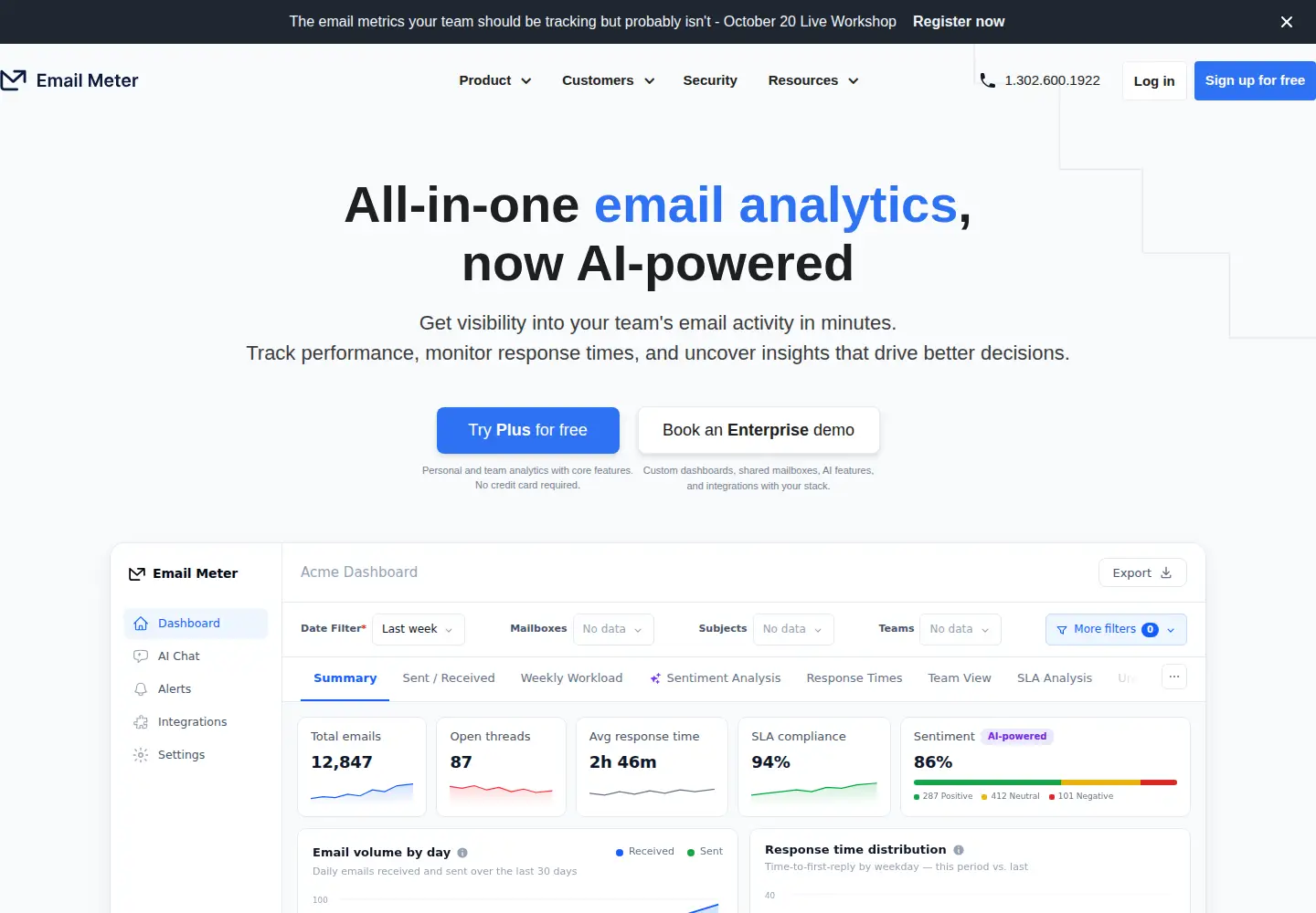 Screenshot of emailmeter.com