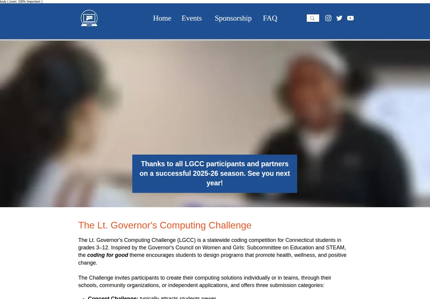 Captured homepage of ltgovcc.org in the current scan
