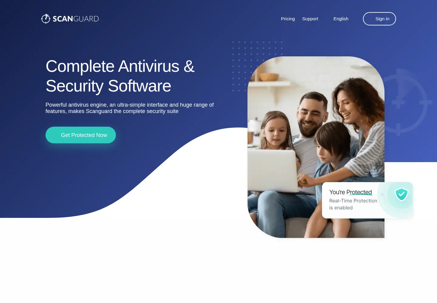 Captured homepage of scanguard.com in the current scan
