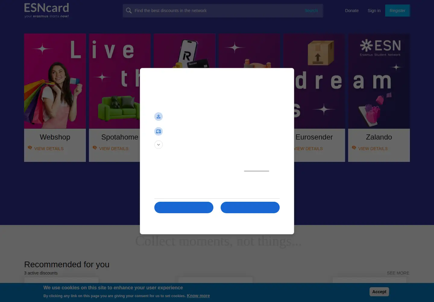 Screenshot of esncard.org