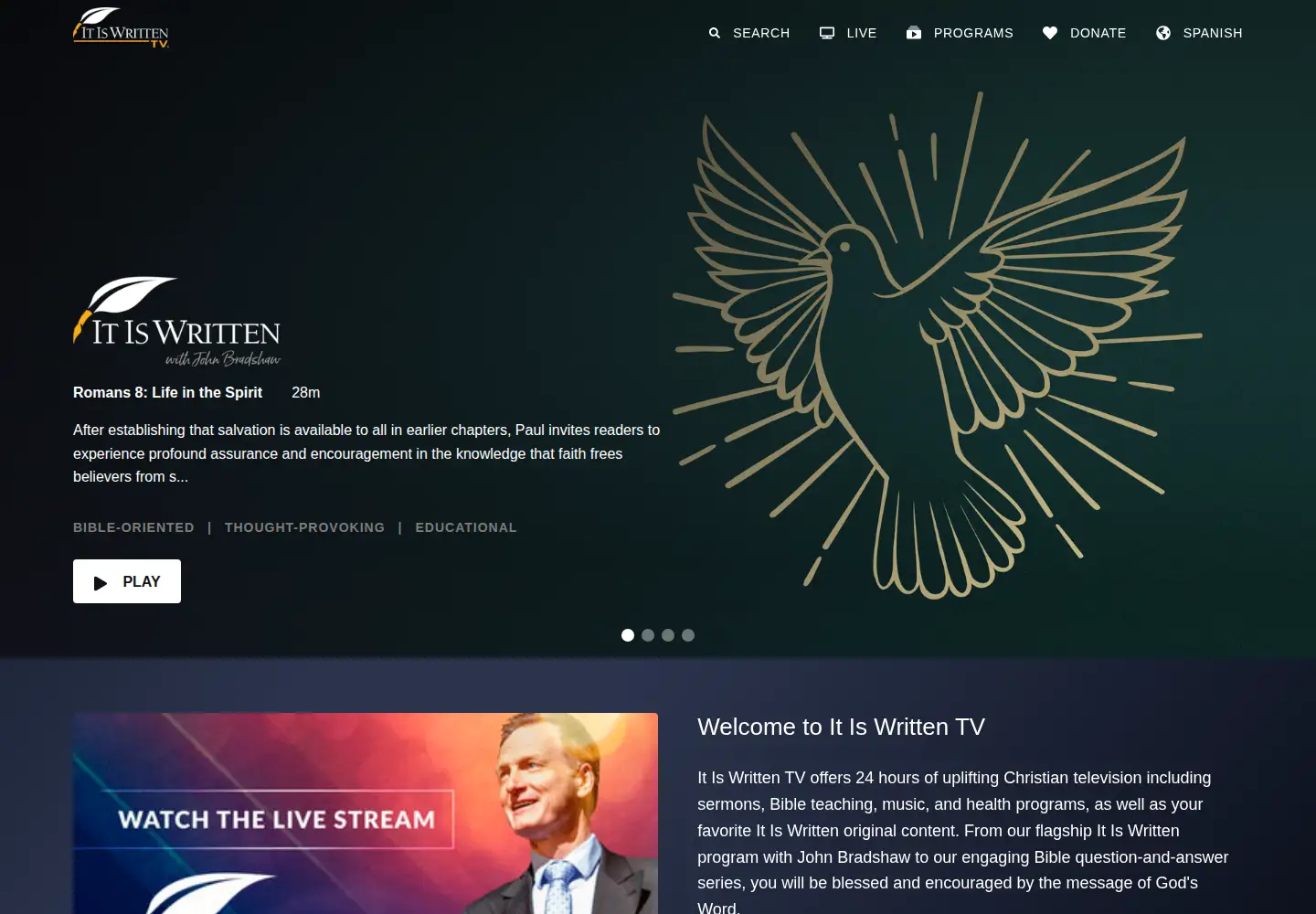 Captured homepage of itiswritten.tv in the current scan