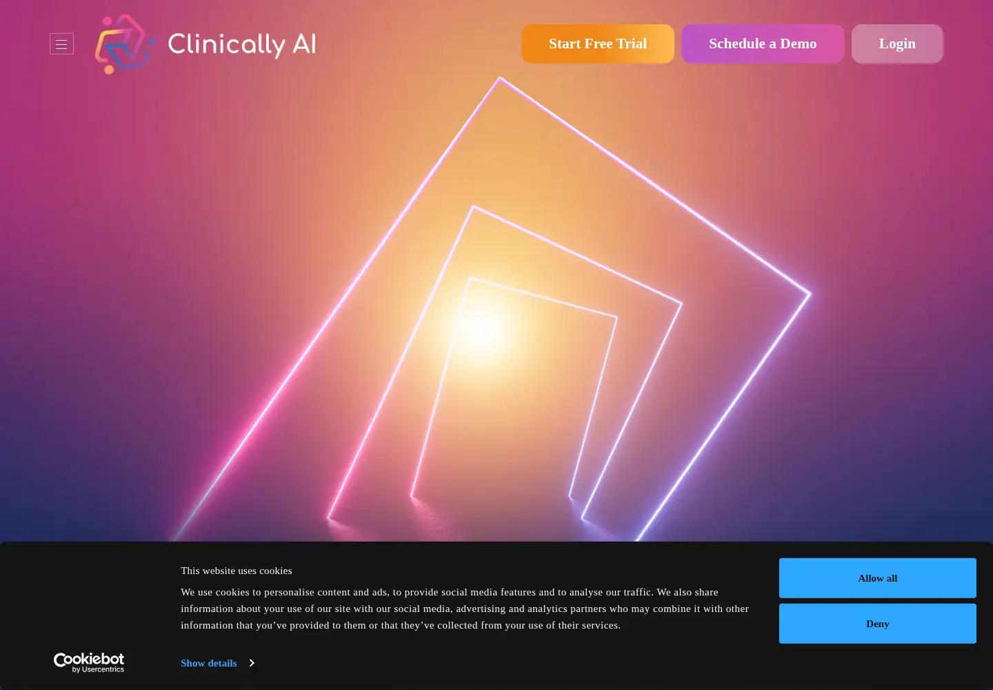 Captured homepage of clinicalnotes.ai in the current scan
