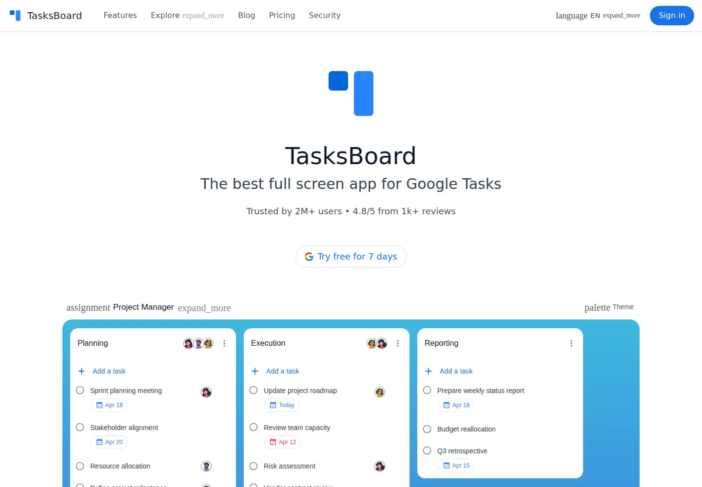 Screenshot of tasksboard.com
