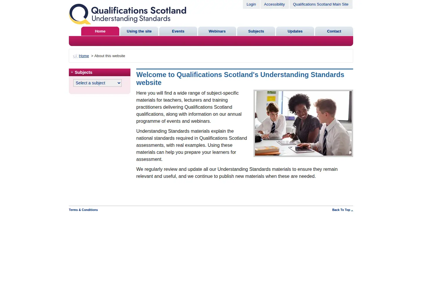 Screenshot of understandingstandards.org.uk