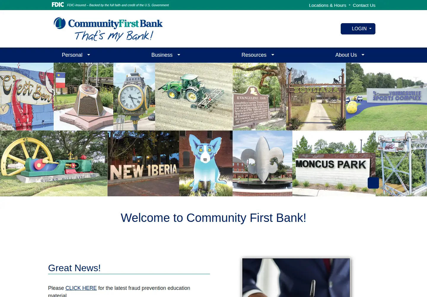 Captured homepage of cfirstbank.com in the current scan