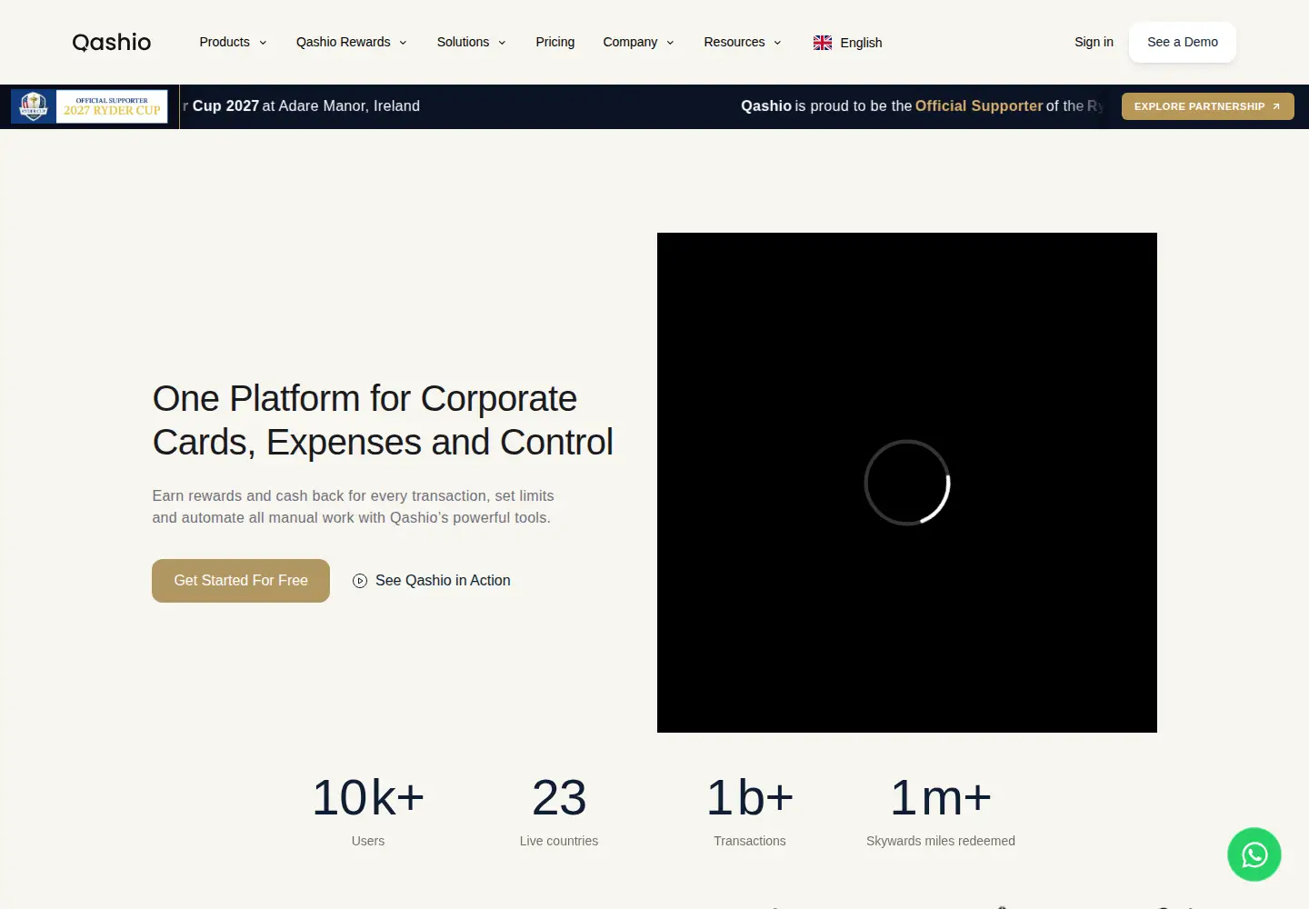 Screenshot of qashio.com