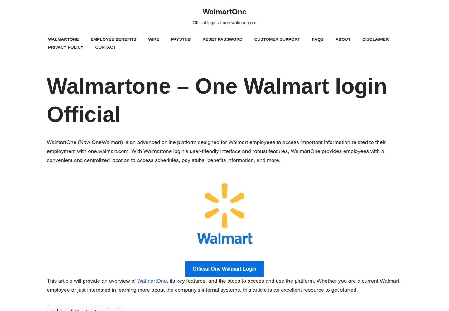Screenshot of walmartone.org