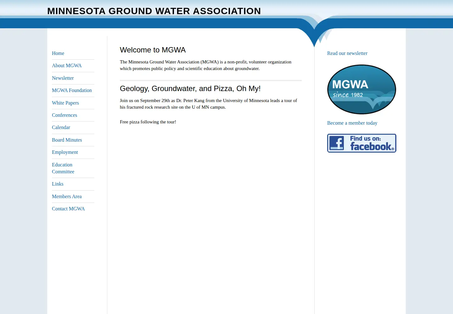 Captured homepage of mgwa.org in the current scan