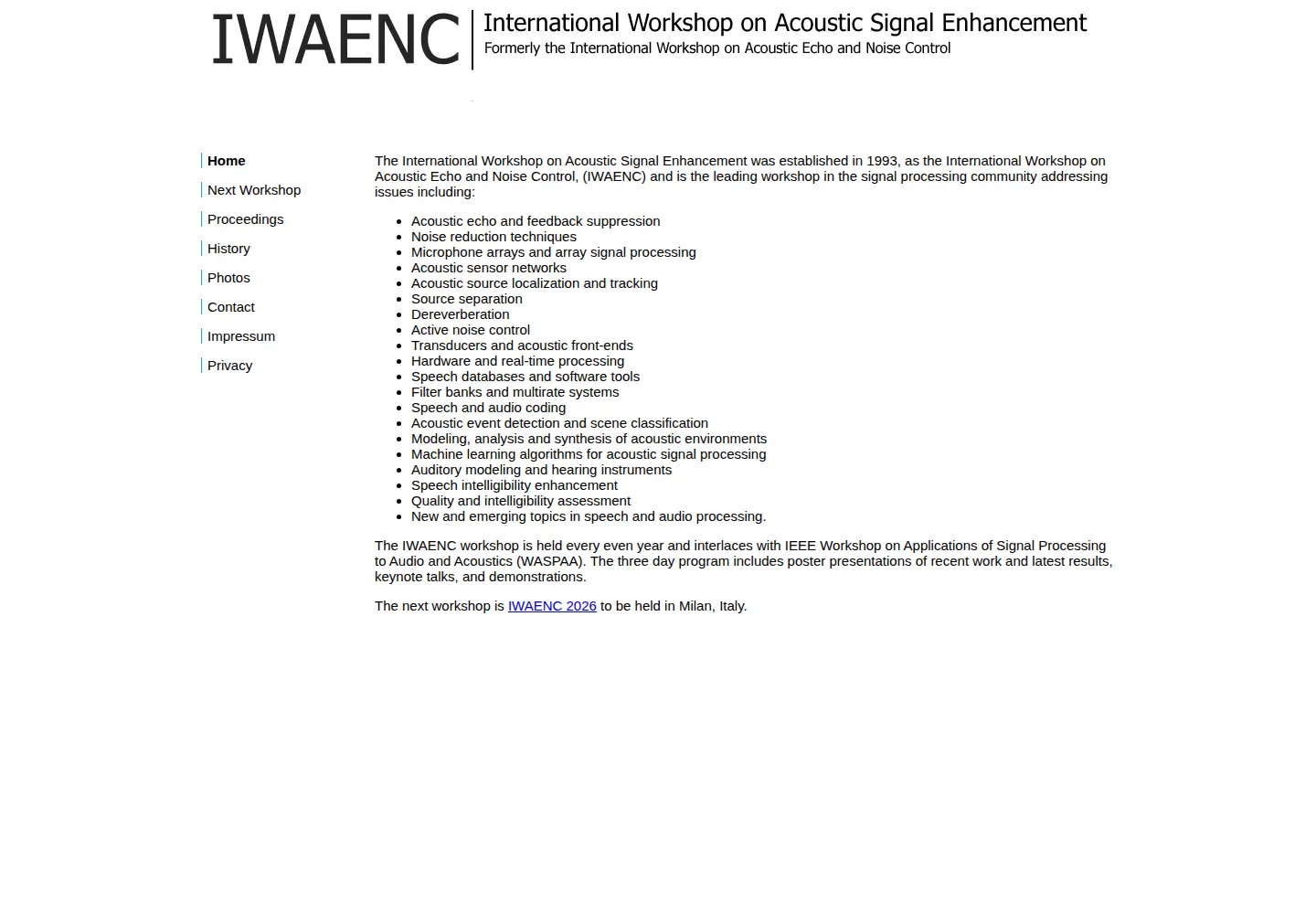 Captured homepage of iwaenc.org in the current scan