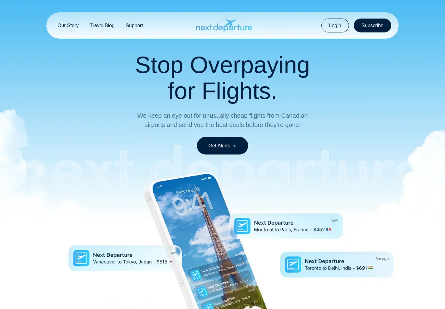 Screenshot of nextdeparture.ca