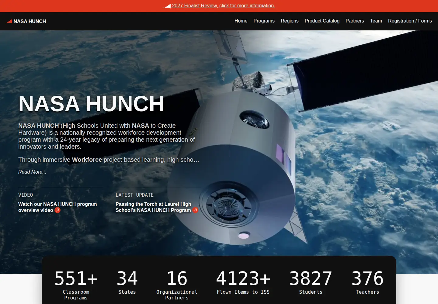 Screenshot of nasahunch.com