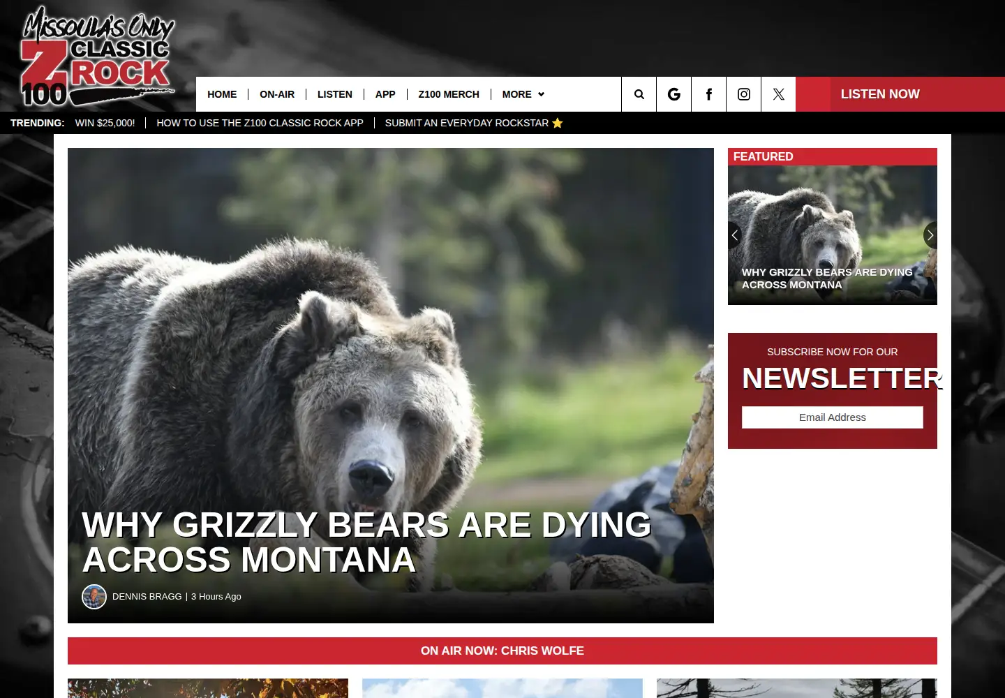 Captured homepage of z100missoula.com in the current scan