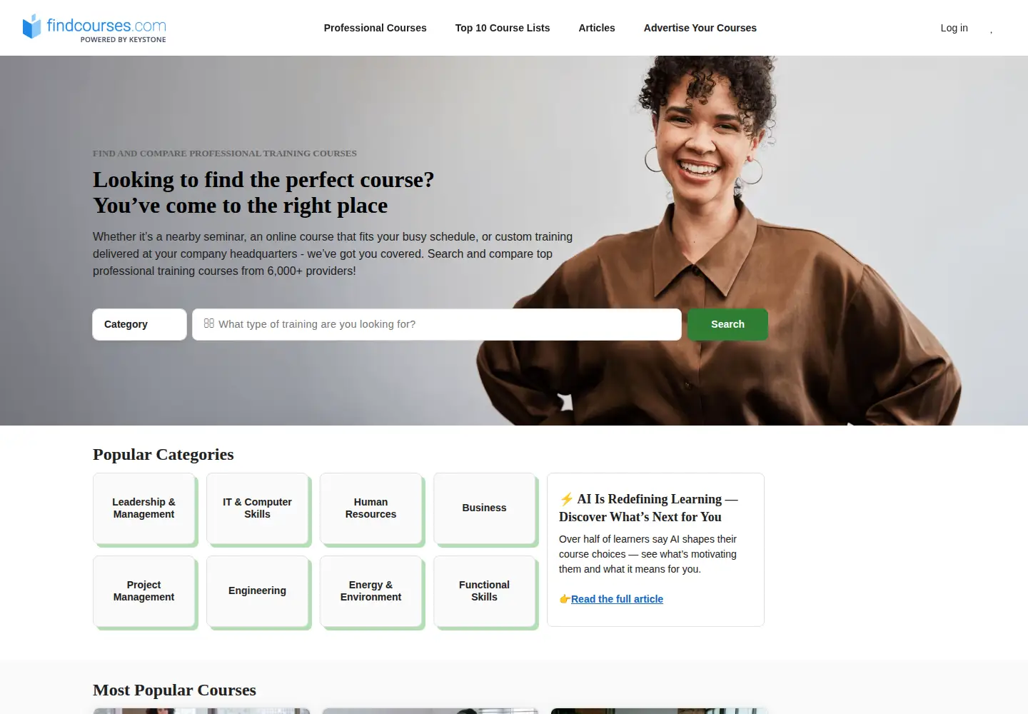 Captured homepage of findcourses.com in the current scan