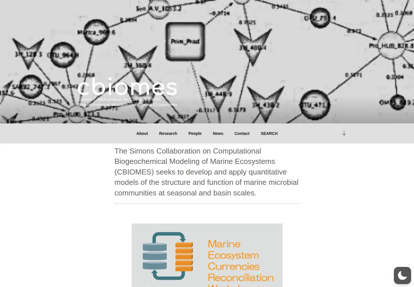 Captured homepage of cbiomes.org in the current scan