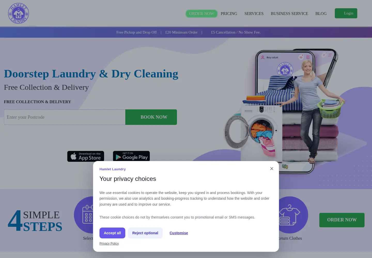 Captured homepage of hamletlaundry.com in the current scan