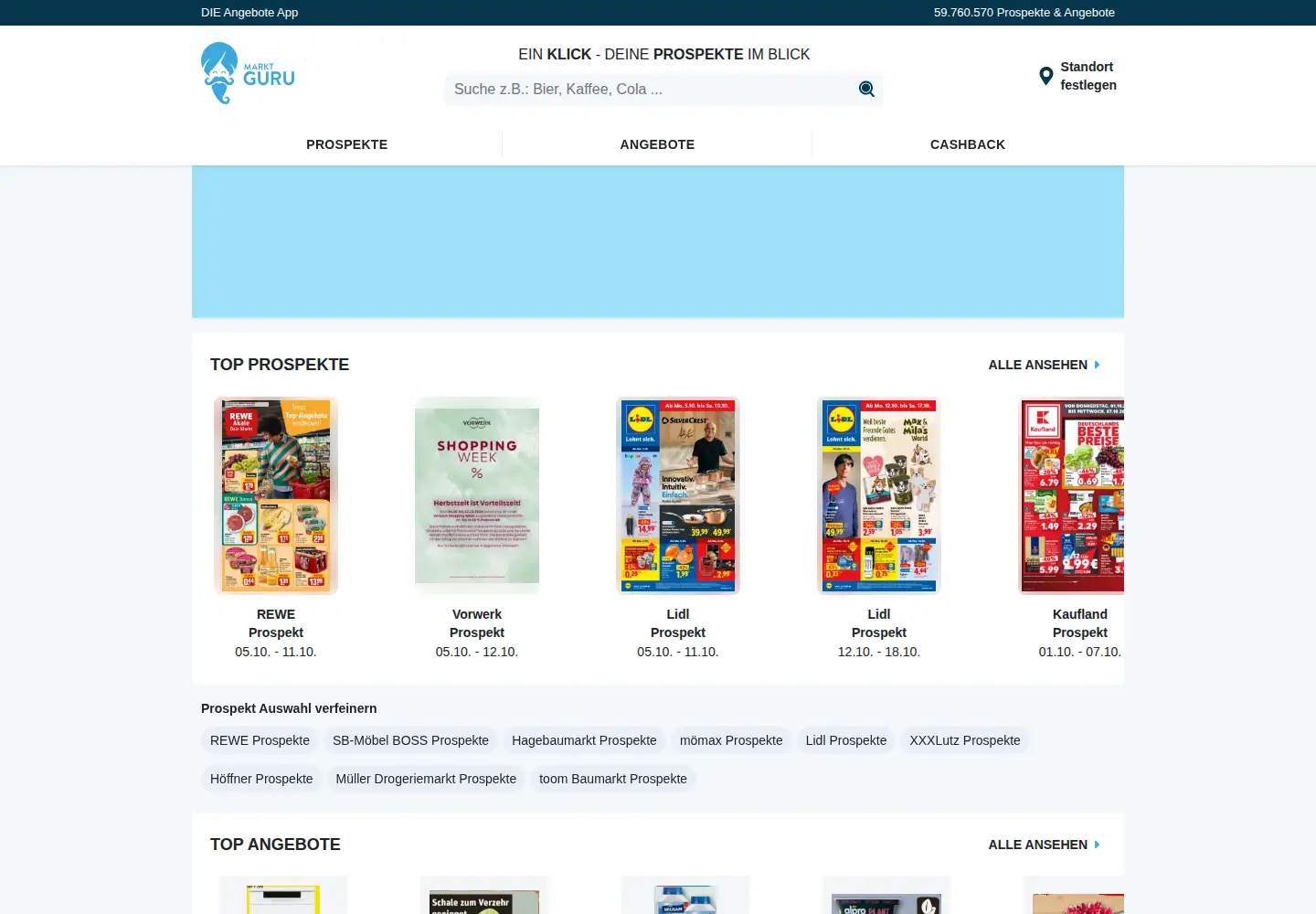 Captured homepage of marktguru.de in the current scan