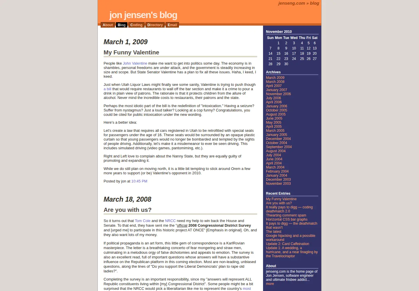Captured homepage of jenseng.com in the current scan