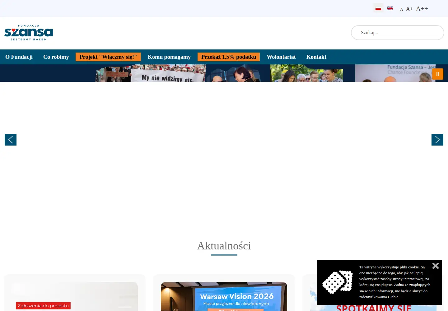 Captured homepage of szansadlaniewidomych.org in the current scan