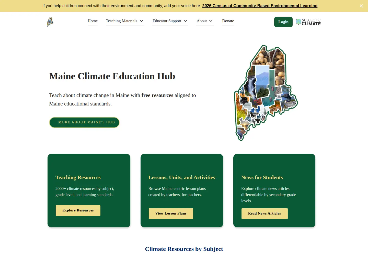 Captured homepage of maineclimatehub.org in the current scan