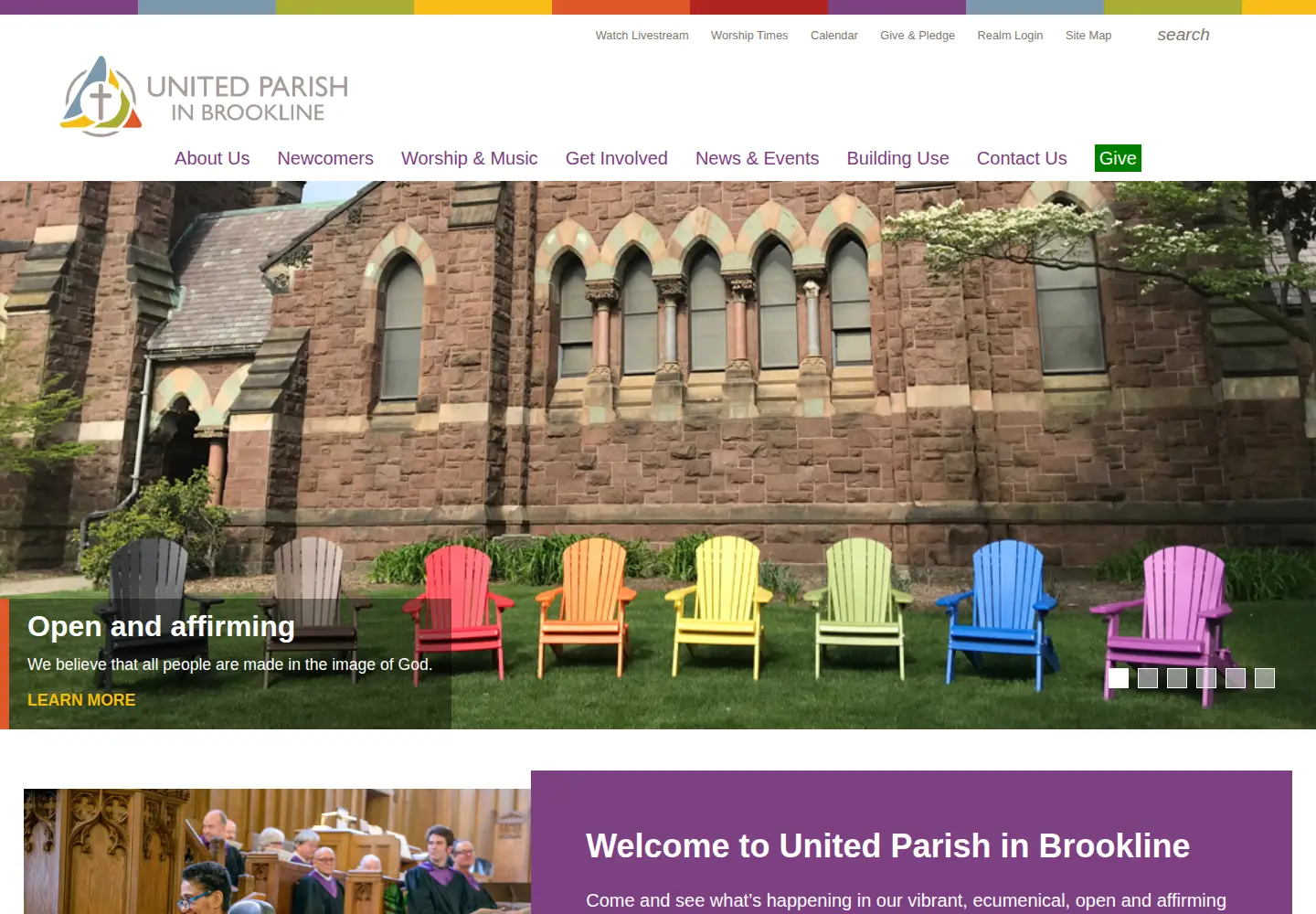 Captured homepage of unitedparishbrookline.org in the current scan