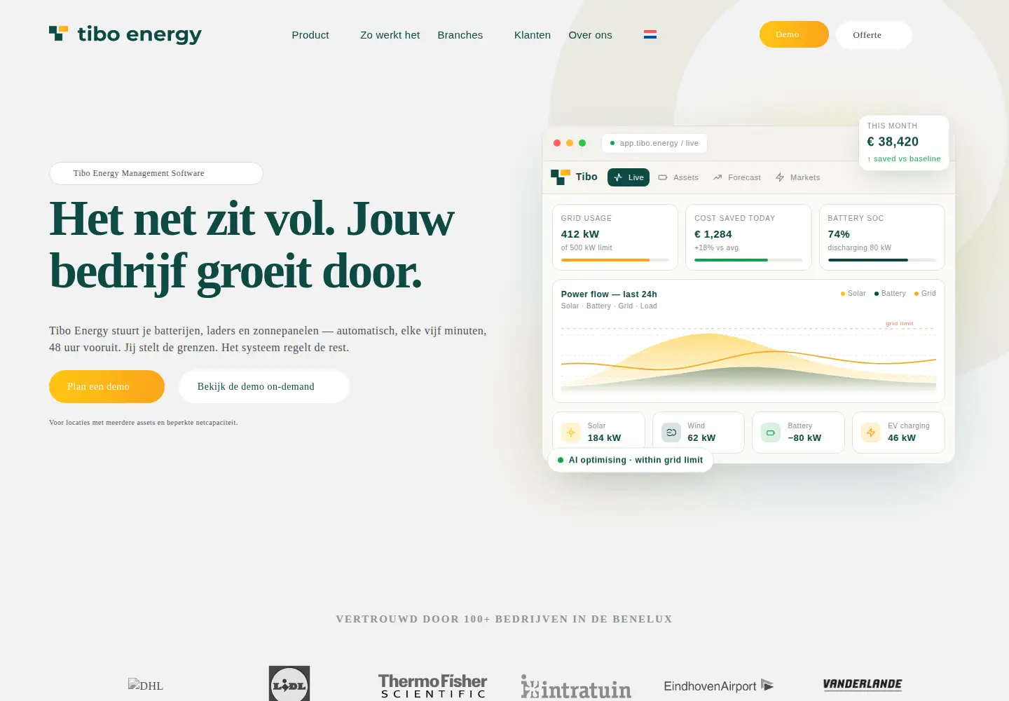 Captured homepage of tibo.energy in the current scan