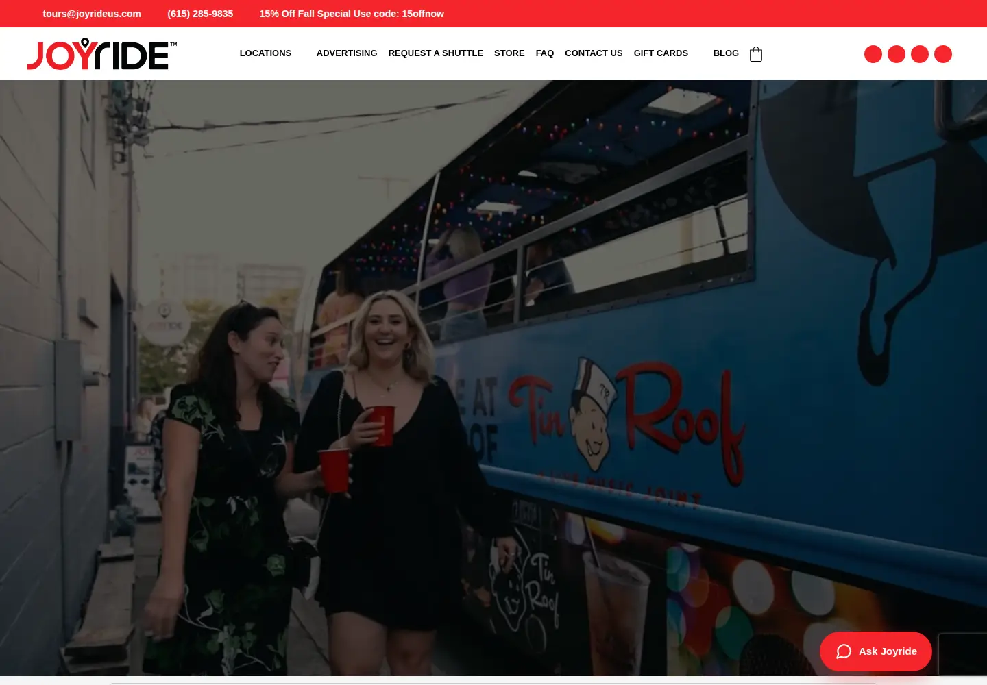 Captured homepage of joyrideus.com in the current scan