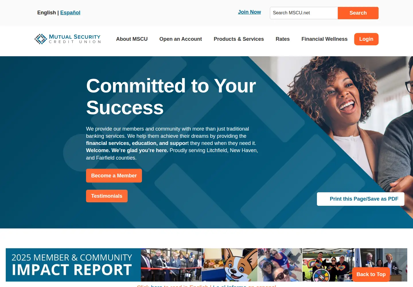 Captured homepage of mscu.net in the current scan