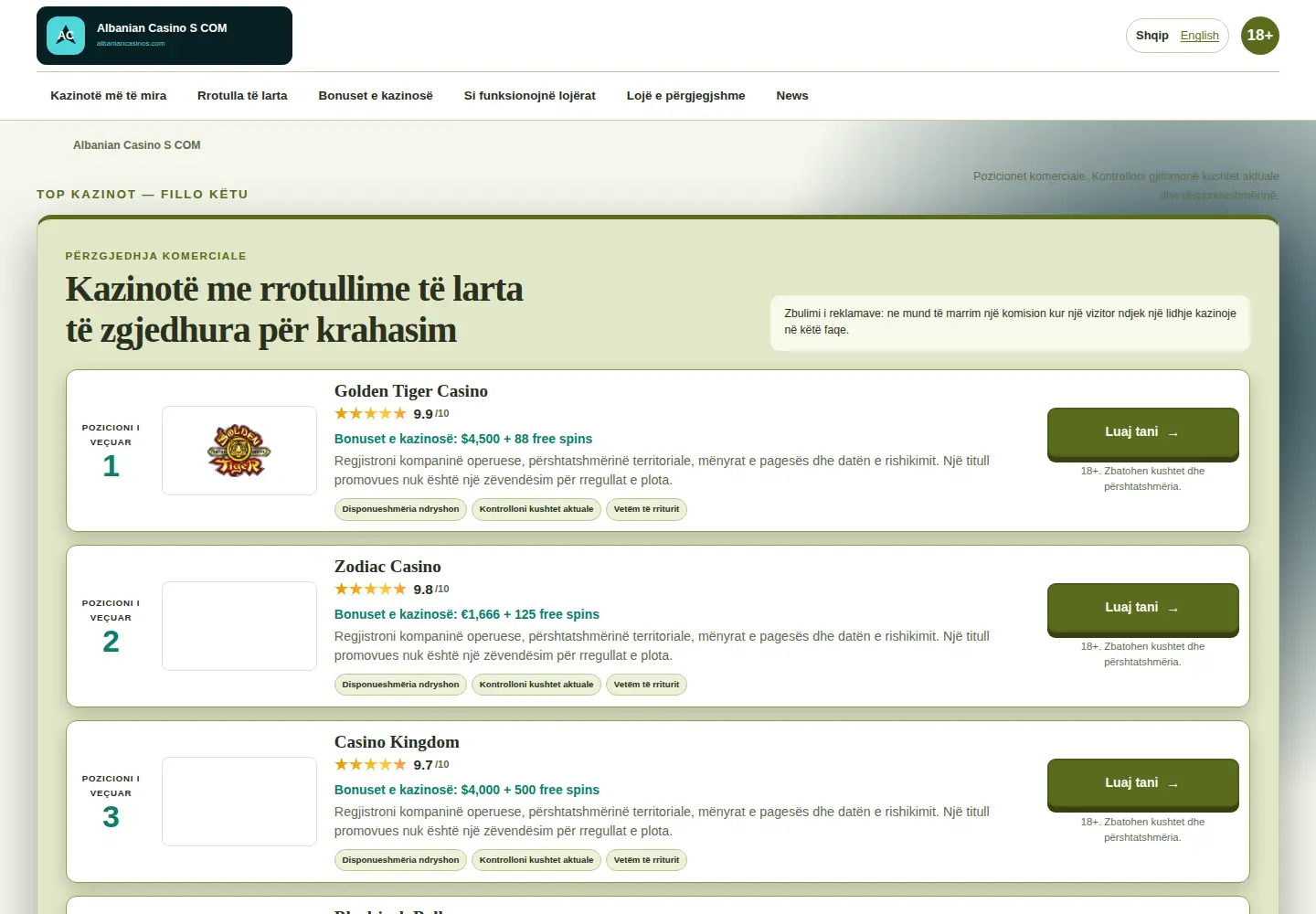 Screenshot of albaniancasinos.com