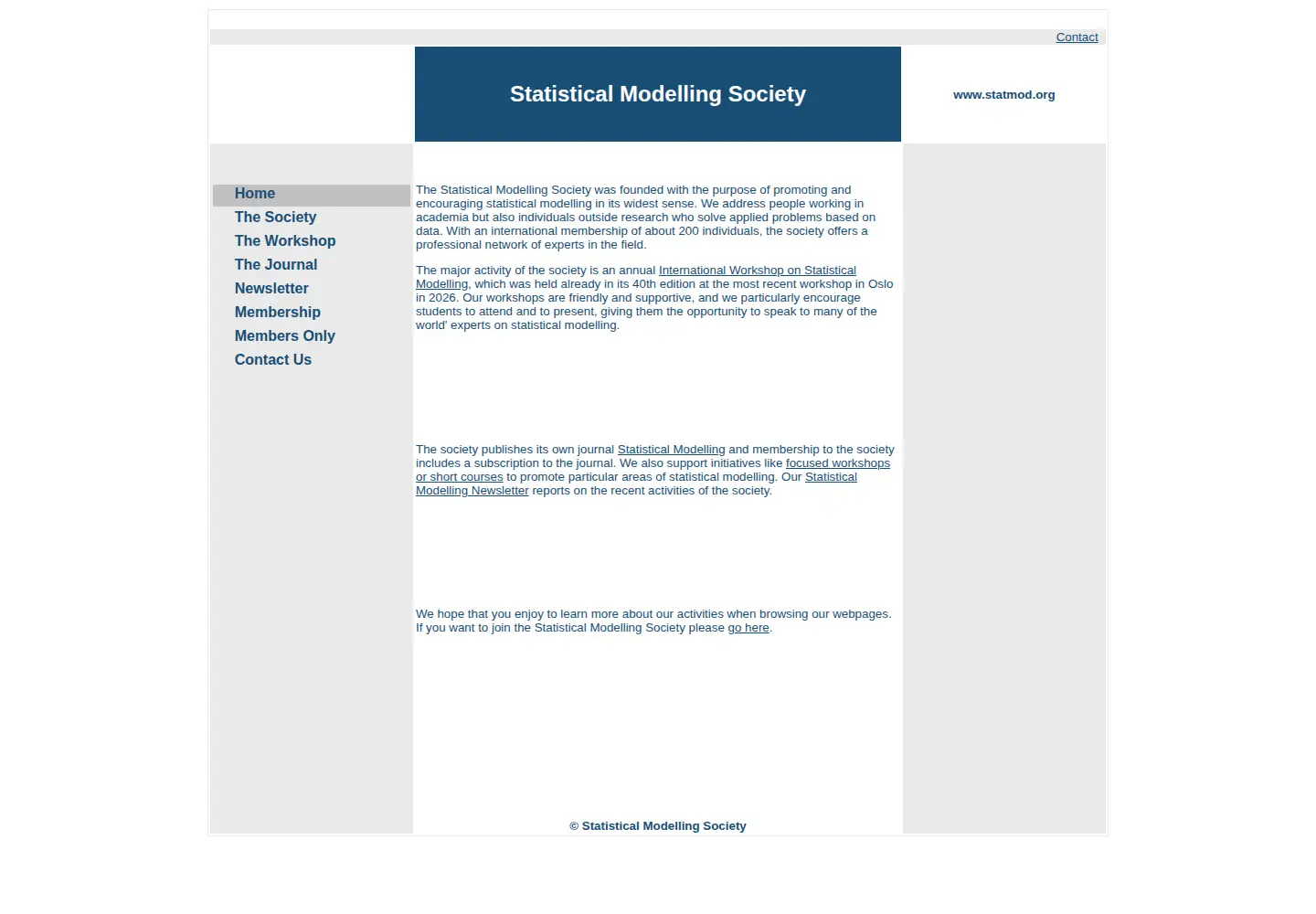 Screenshot of statmod.org