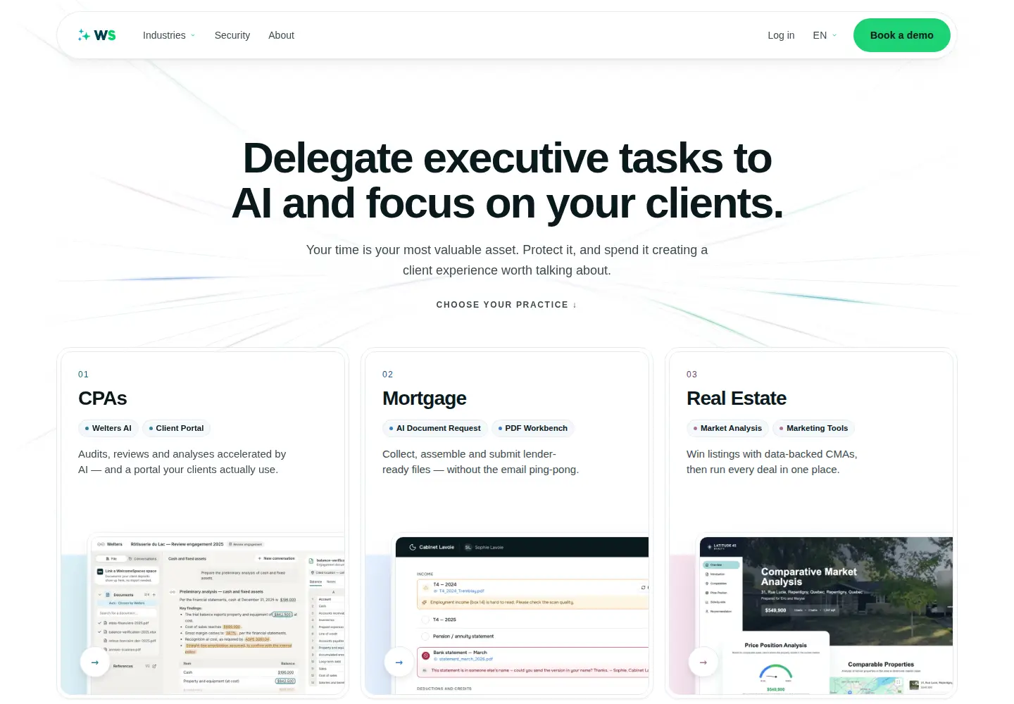 Captured homepage of welcomespaces.io in the current scan