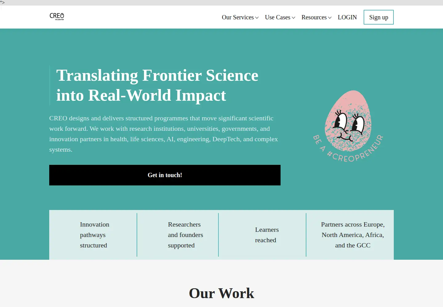 Screenshot of creoincubator.com