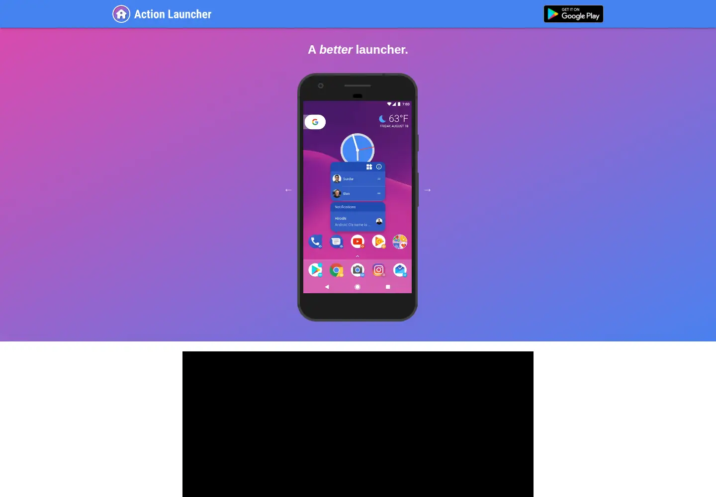 Screenshot of actionlauncher.com
