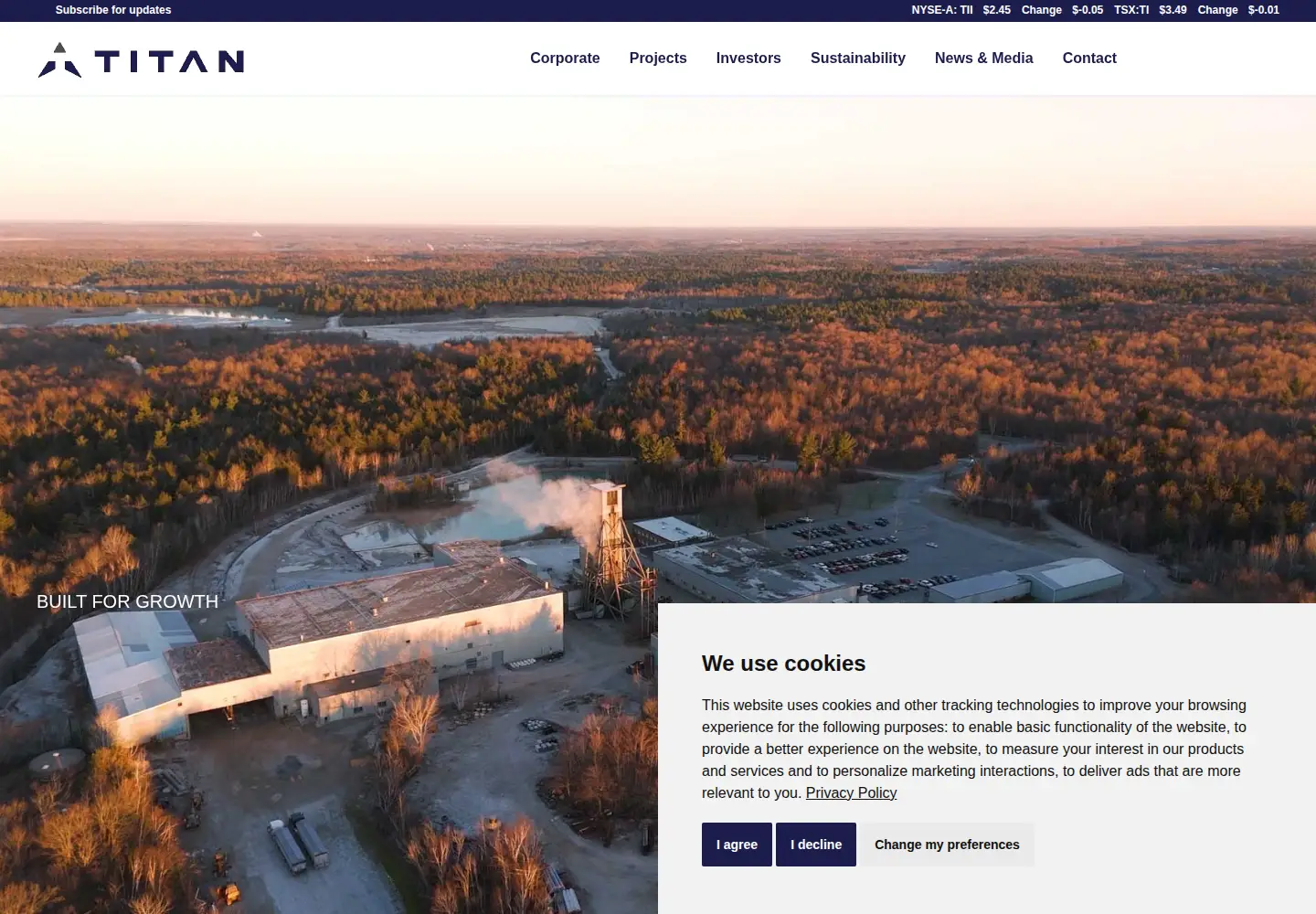 Screenshot of titanminingcorp.com