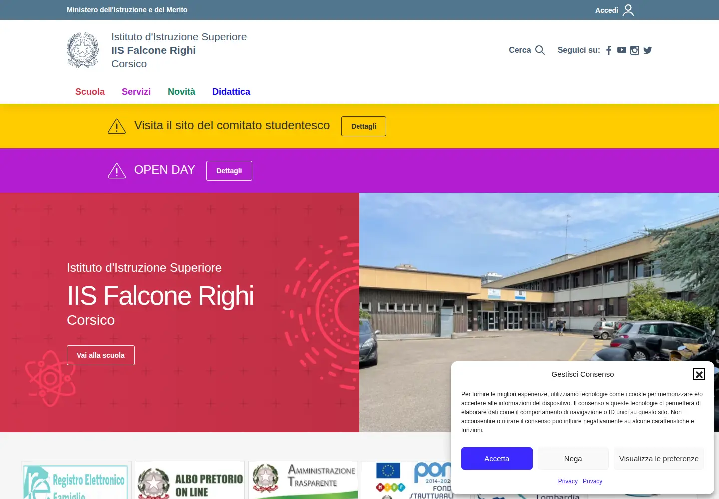 Captured homepage of iisfalcone-righi.edu.it in the current scan