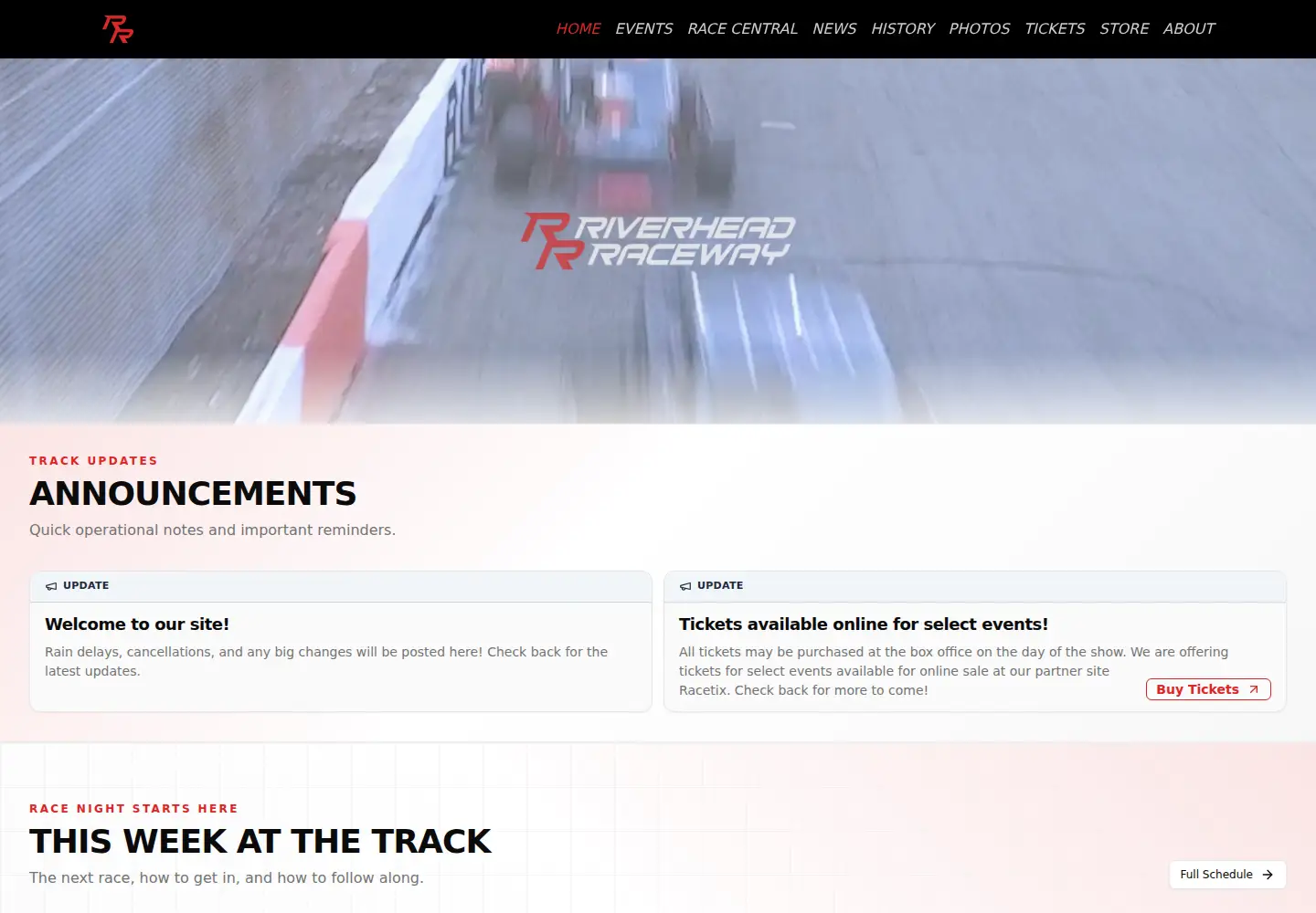 Screenshot of riverheadraceway.com