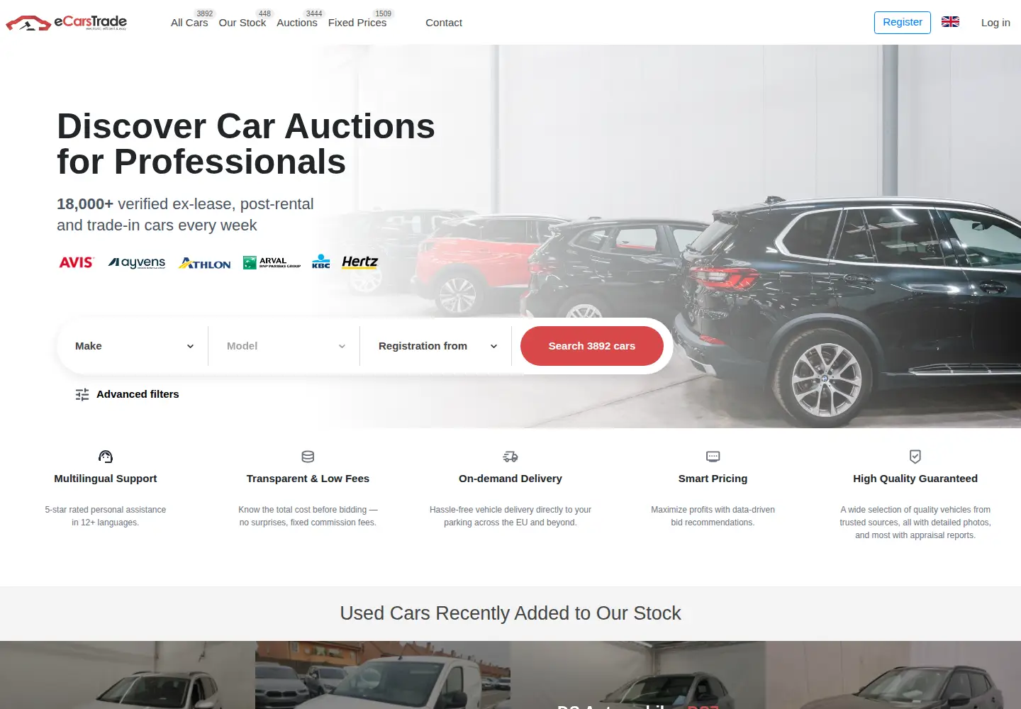 Captured homepage of ecarstrade.com in the current scan