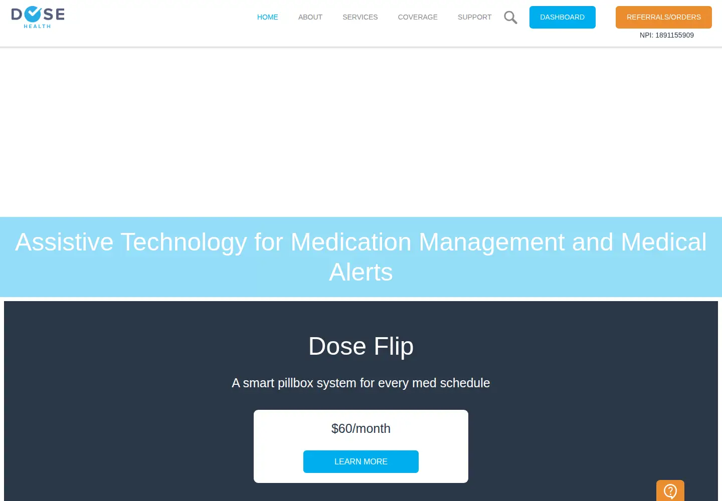 Captured homepage of dosehealth.com in the current scan