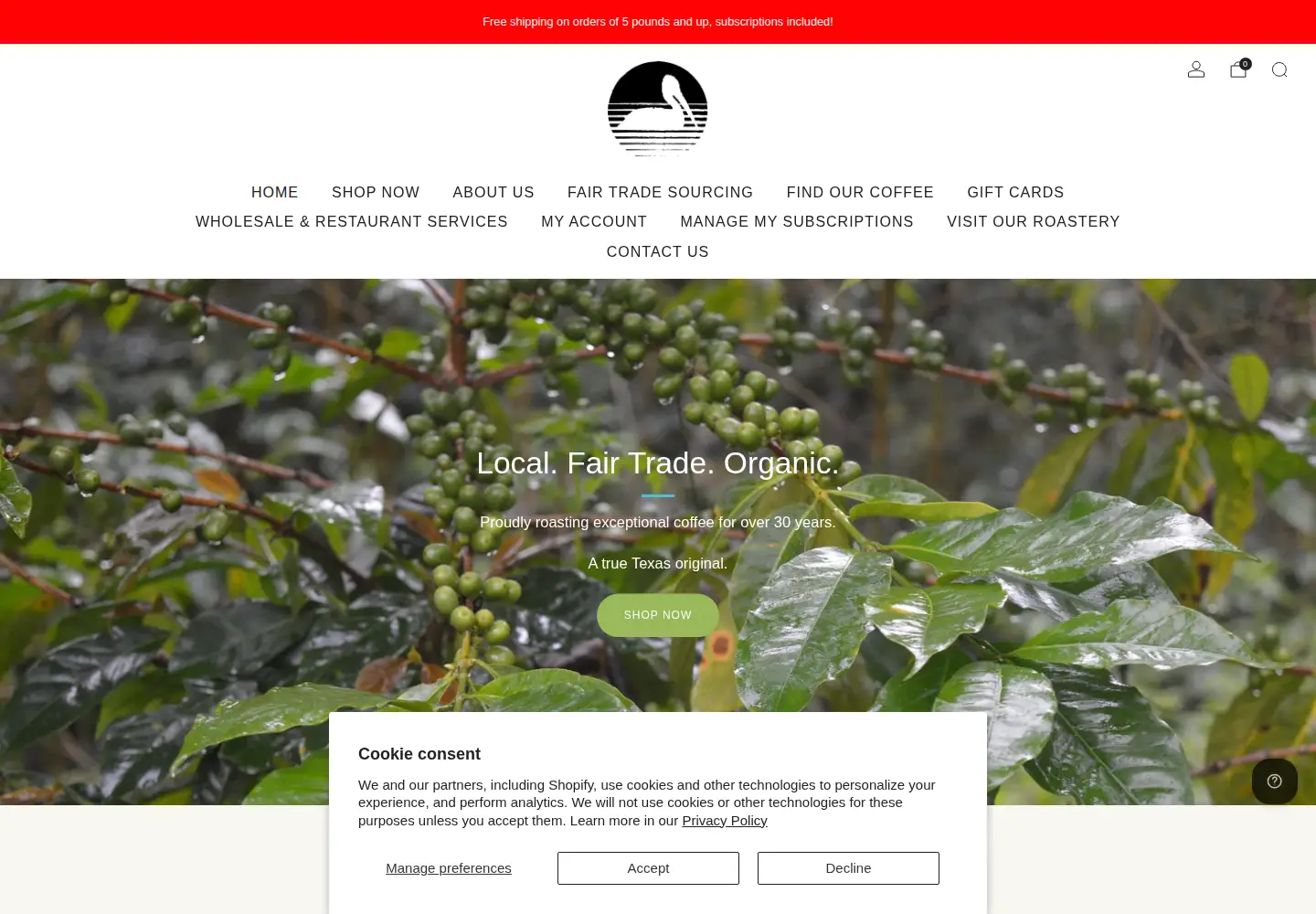 Screenshot of thirdcoastcoffee.com
