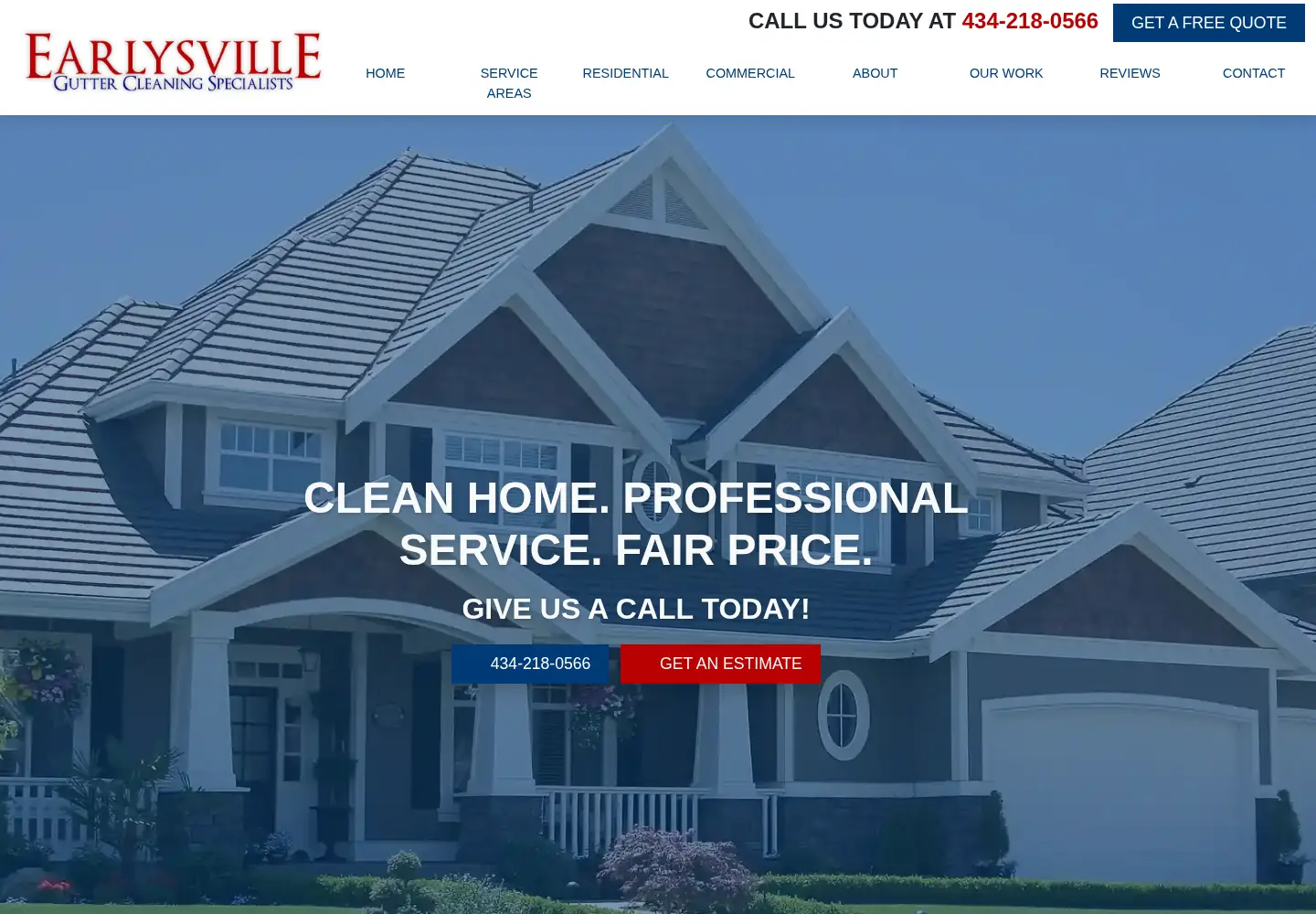 Captured homepage of earlysvilleguttercleaning.com in the current scan