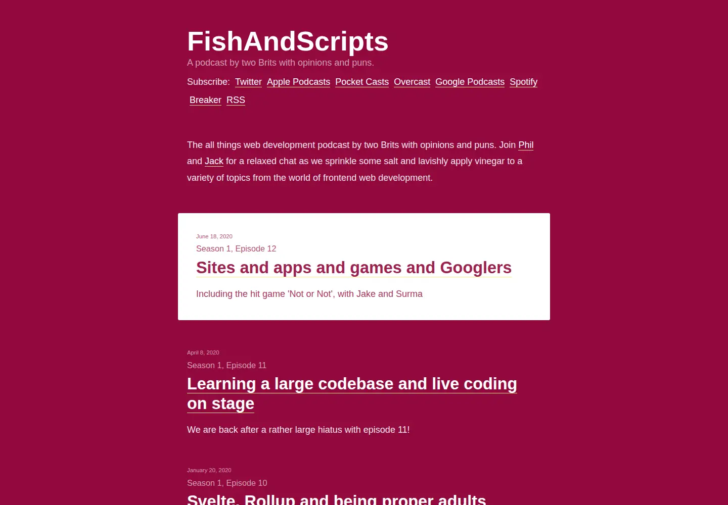 Captured homepage of fishandscripts.com in the current scan