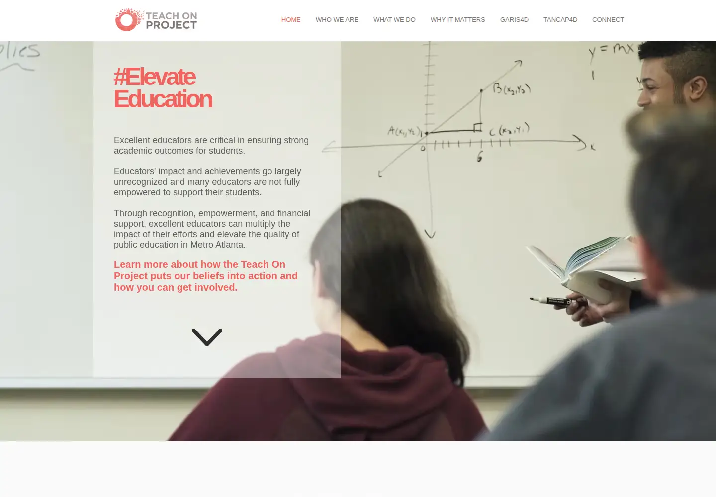 Captured homepage of teachonproject.org in the current scan