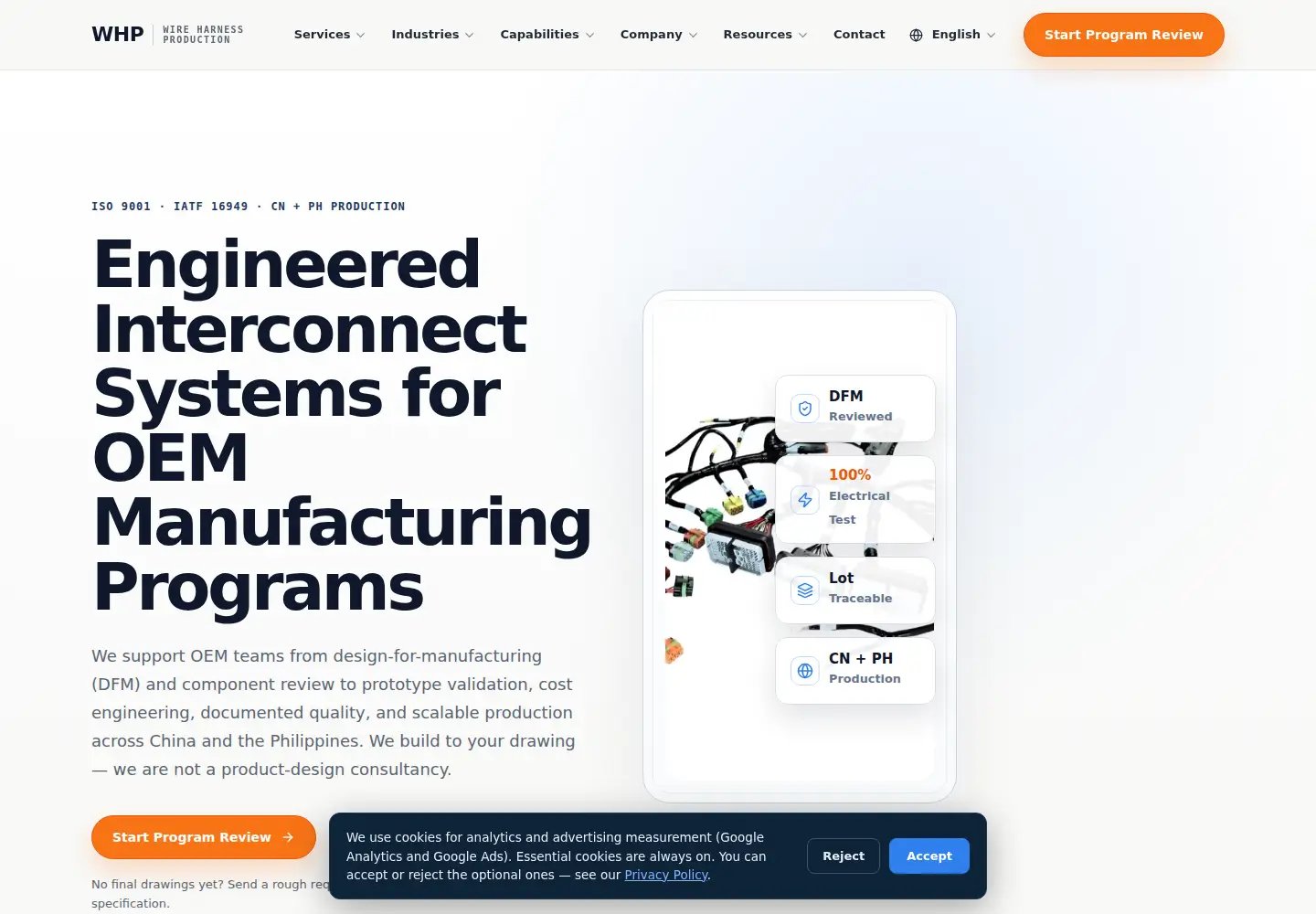 Screenshot of wireharnessproduction.com