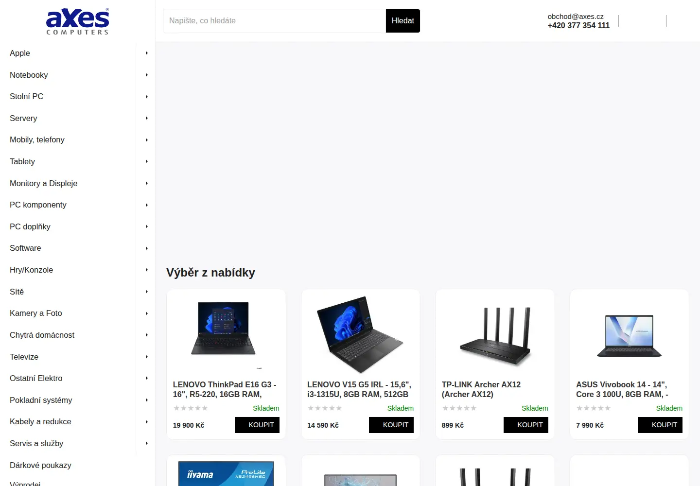Captured homepage of axes.cz in the current scan