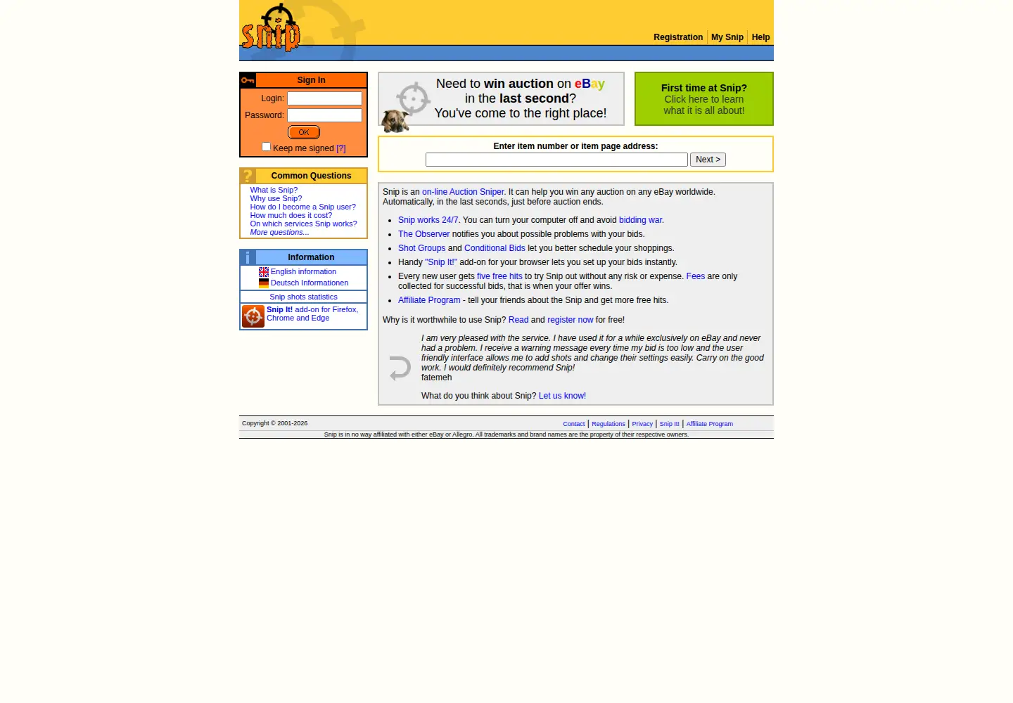 Screenshot of snip.pl