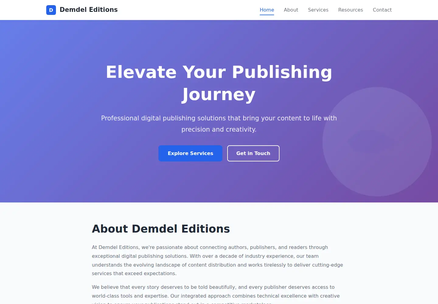 Captured homepage of demdel-editions.com in the current scan