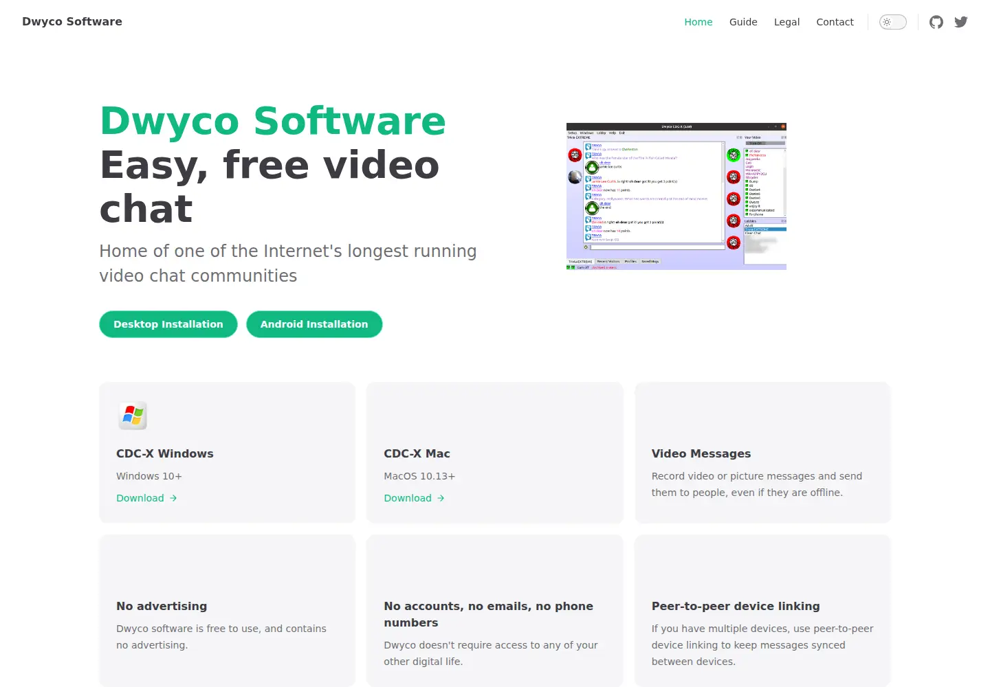 Captured homepage of dwyco.com in the current scan