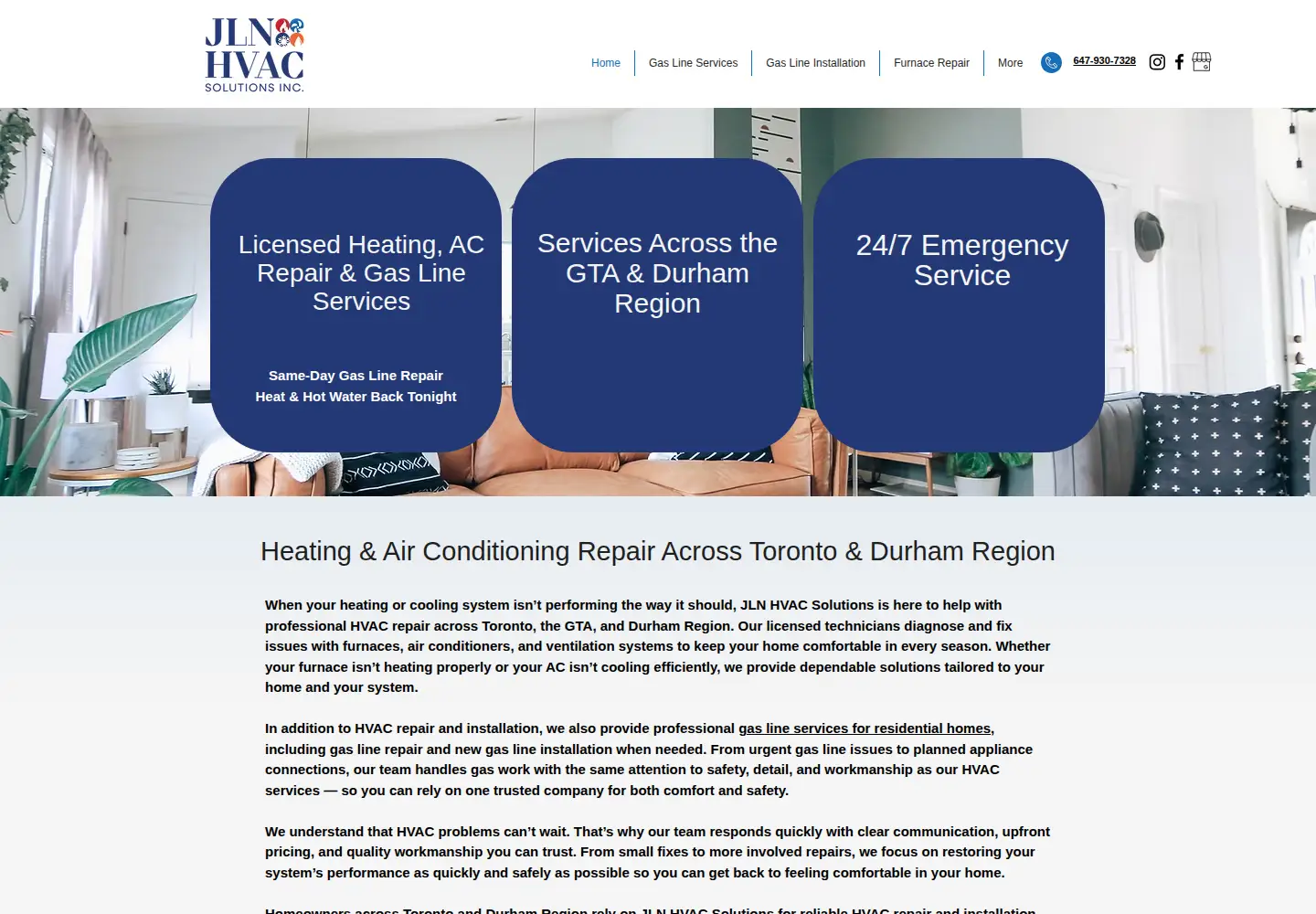 Captured homepage of jlnhvac.com in the current scan