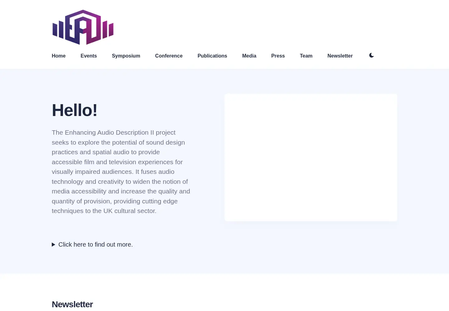 Captured homepage of enhancingaudiodescription.com in the current scan