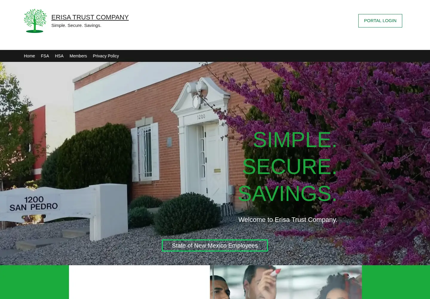 Captured homepage of erisa-trust.com in the current scan